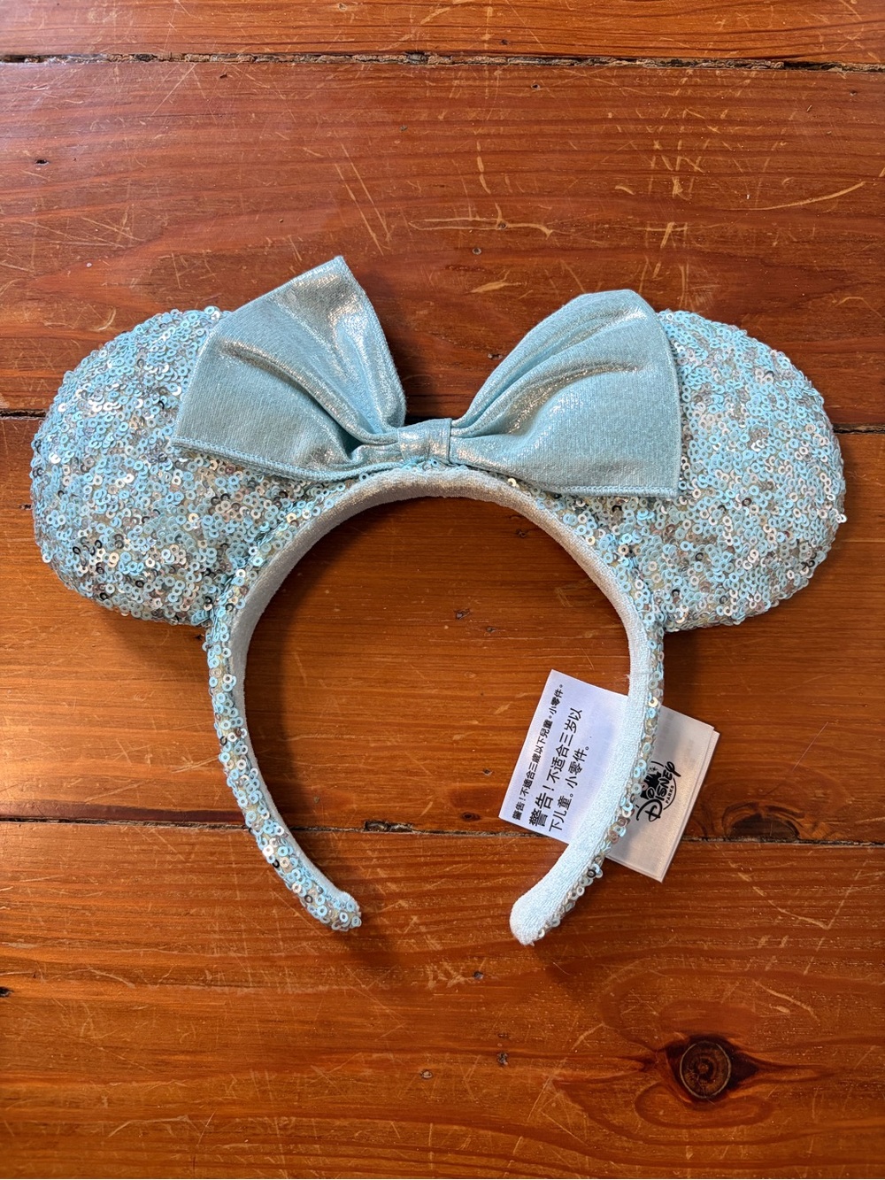 Disney Sequin Mouse Ear Headband with Bow - Light Blue